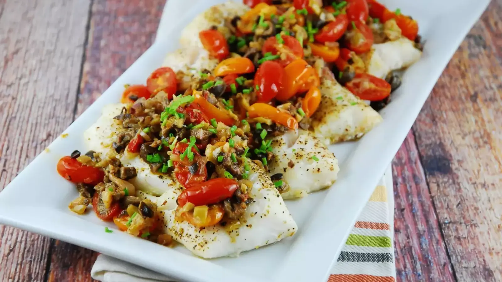 Seared local fish with Mediterranean tapenade by Eklectic Kitchen